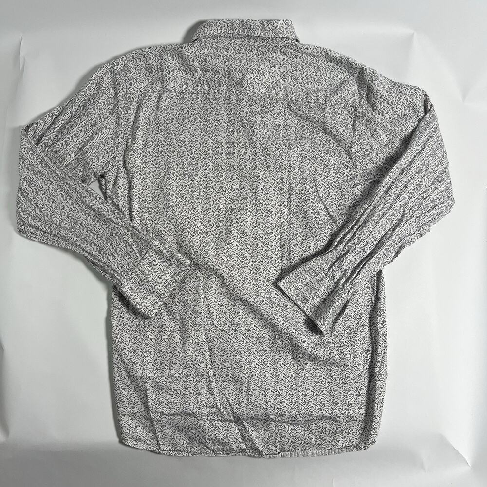 XMI Mens Dress Shirt Paisley White/Black Cotton Long Sleeve Button Front L - Picture 5 of 6